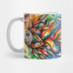 Psychedelic looking abstract illustration of geometric fish Mug